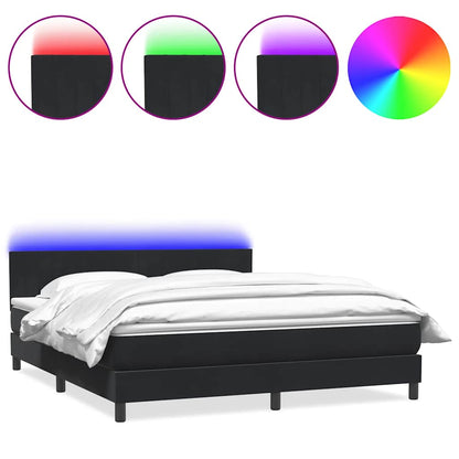 Letto a Molle con Materasso e LED Nero 180x210 cm in Velluto