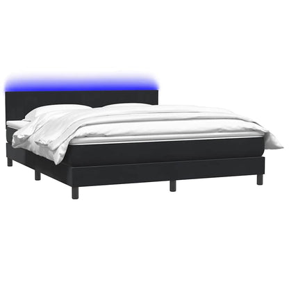 Letto a Molle con Materasso e LED Nero 180x210 cm in Velluto