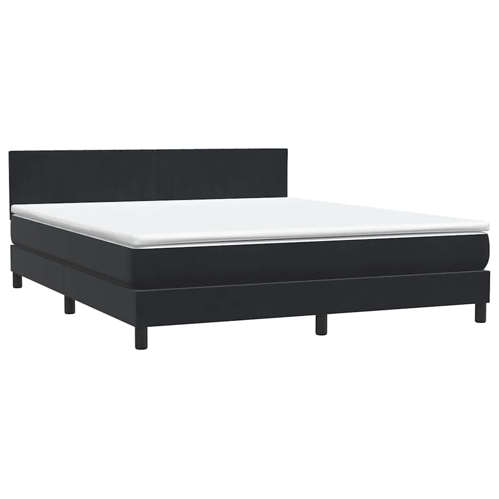 Letto a Molle con Materasso e LED Nero 180x210 cm in Velluto