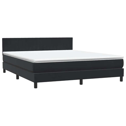 Letto a Molle con Materasso e LED Nero 180x210 cm in Velluto