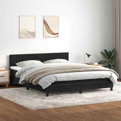 Letto a Molle con Materasso e LED Nero 180x210 cm in Velluto
