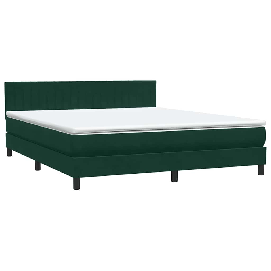 Letto a Molle con Materasso e LED Verde Scuro 180x210 cm Velluto