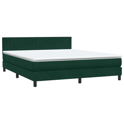 Letto a Molle con Materasso e LED Verde Scuro 180x210 cm Velluto