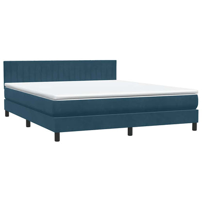 Letto a Molle con Materasso e LED Blu Scuro 180x210 cm in Velluto