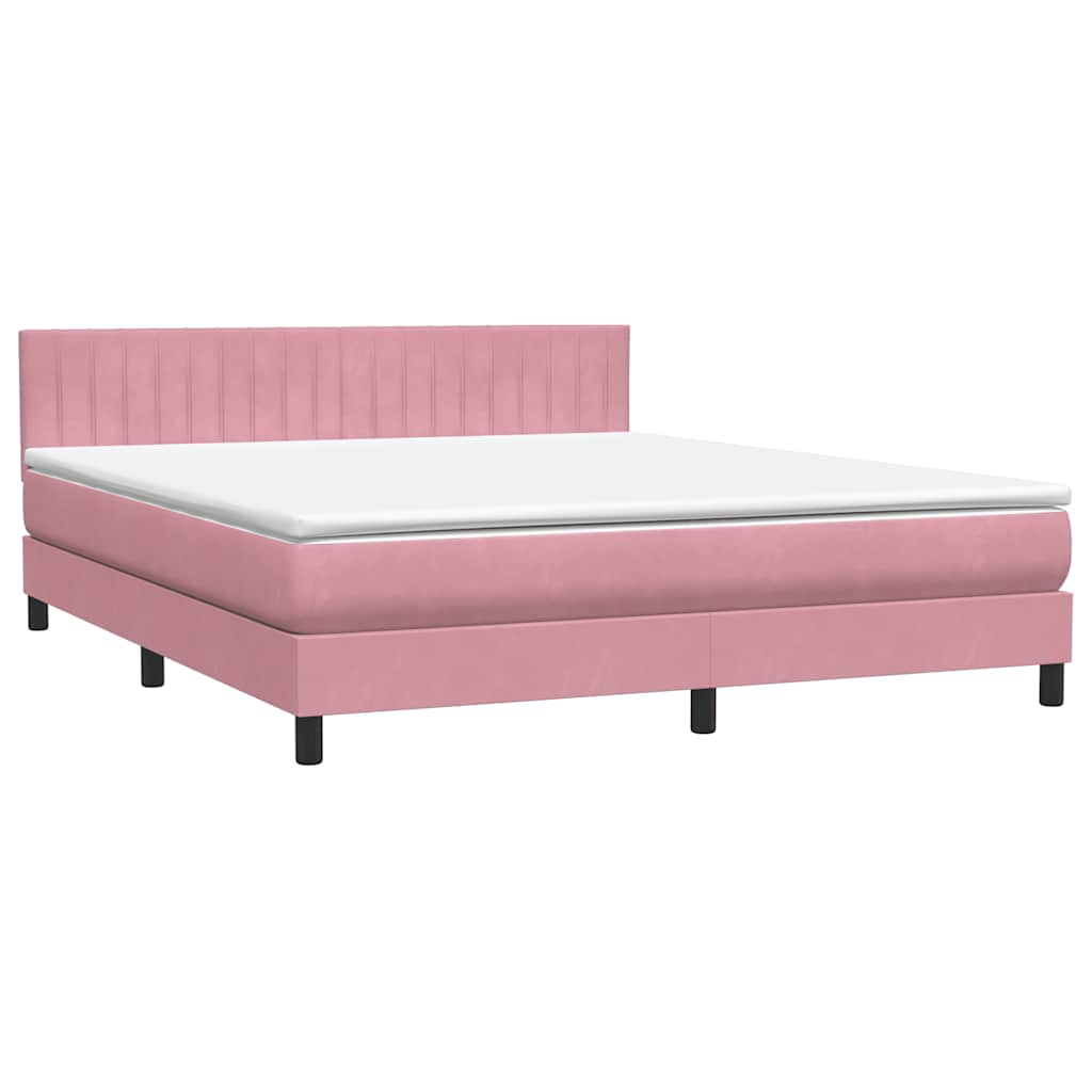 Letto a Molle con Materasso e LED Rosa 180x210 cm in Velluto