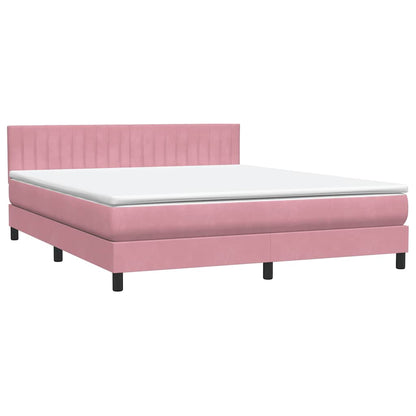 Letto a Molle con Materasso e LED Rosa 180x210 cm in Velluto
