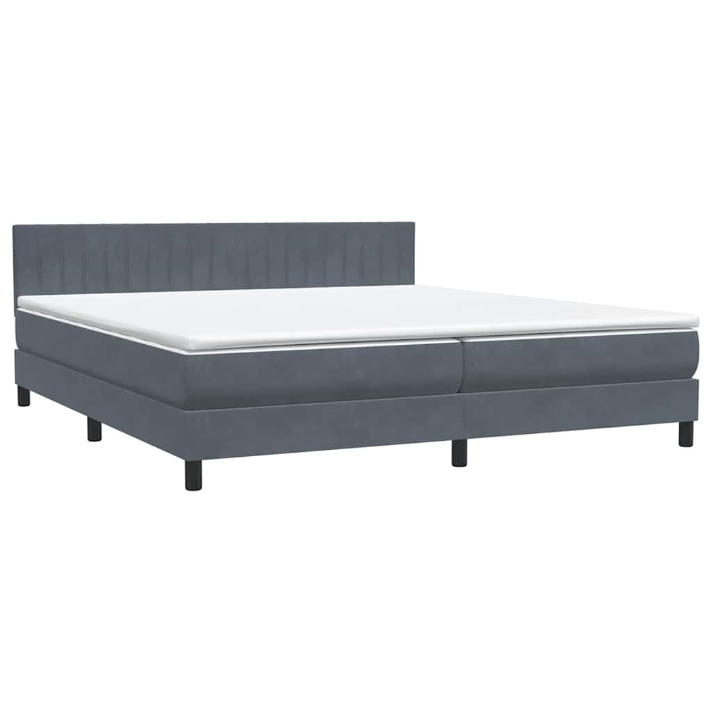 Letto a Molle con Materasso e LED Grigio Scuro 200x210 cm Velluto