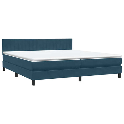 Letto a Molle con Materasso e LED Blu Scuro 200x210 cm in Velluto