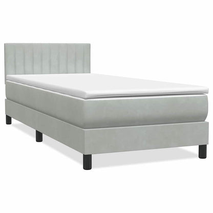 Letto a Molle con Materasso e LED Grigio Chiaro 80x220 cm Velluto