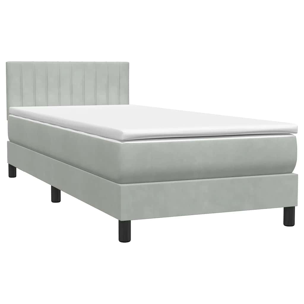 Letto a Molle con Materasso e LED Grigio Chiaro 80x220 cm Velluto