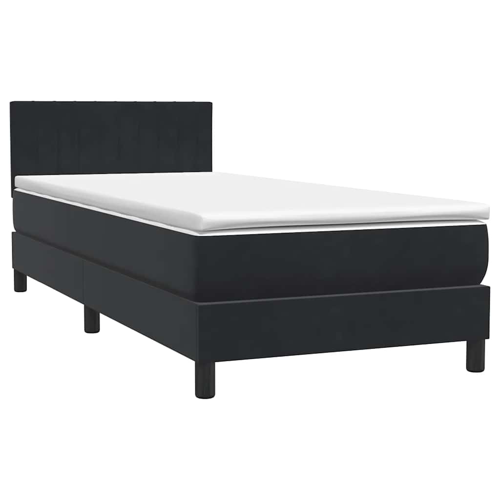 Letto a Molle con Materasso e LED Nero 80x220 cm Velluto