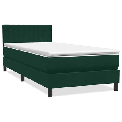 Letto a Molle con Materasso e LED Verde Scuro 80x220 cm Velluto