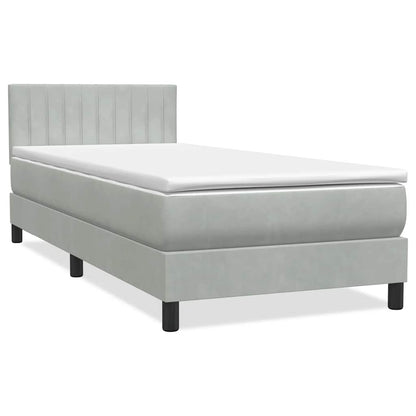 Letto a Molle con Materasso e LED Grigio Chiaro 90x220 cm Velluto