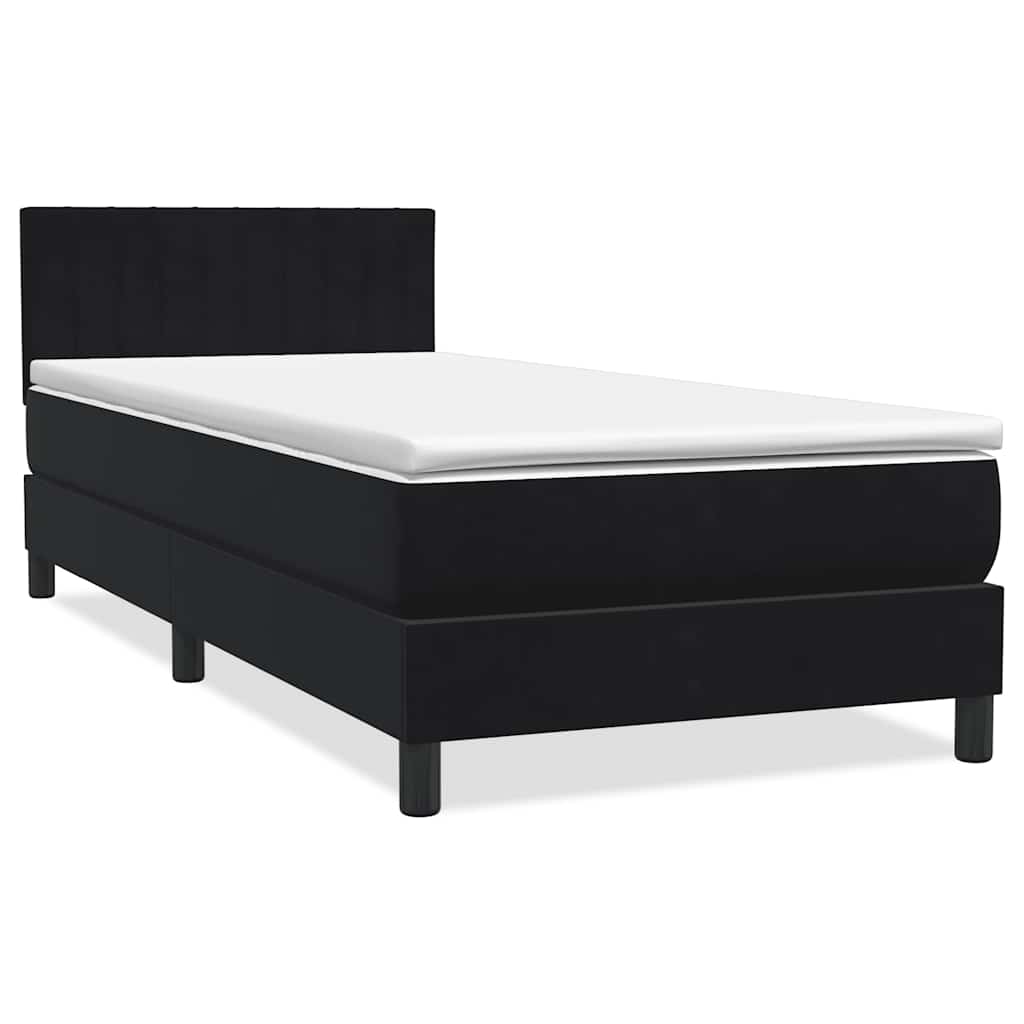 Letto a Molle con Materasso e LED Nero 90x220 cm in Velluto