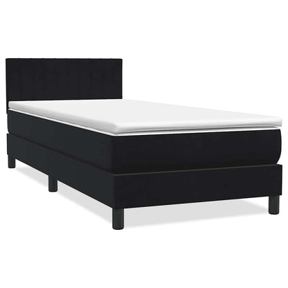 Letto a Molle con Materasso e LED Nero 90x220 cm in Velluto