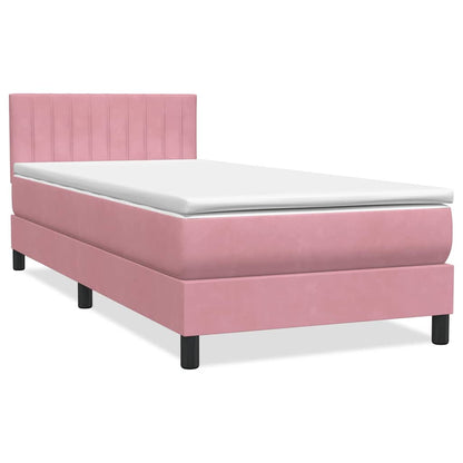 Letto a Molle con Materasso e LED Rosa 90x220 cm Velluto