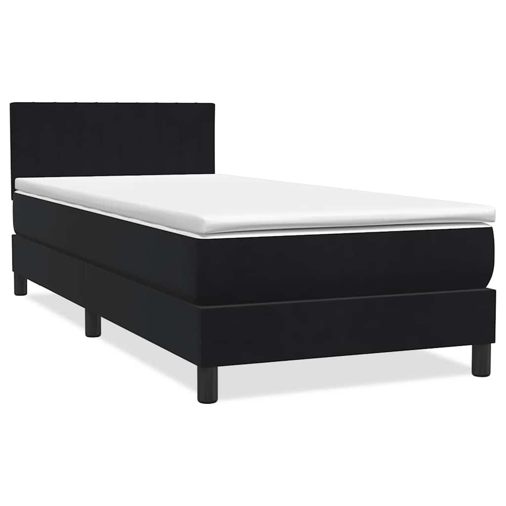 Letto a Molle con Materasso e LED Nero 100x220 cm in Velluto