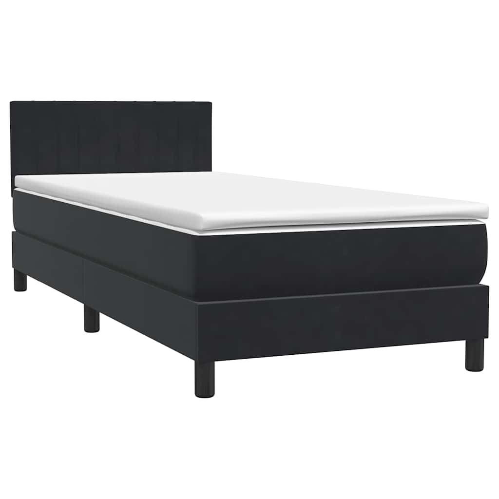 Letto a Molle con Materasso e LED Nero 100x220 cm in Velluto