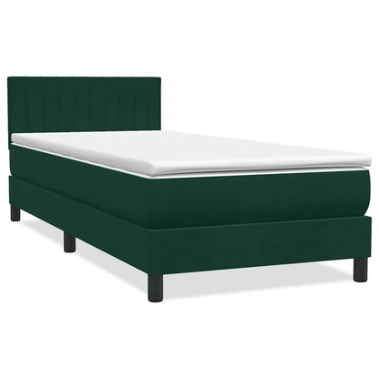 Letto a Molle con Materasso e LED Verde Scuro 100x220 cm Velluto