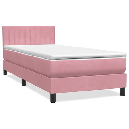 Letto a Molle con Materasso e LED Rosa 100x220 cm in Velluto