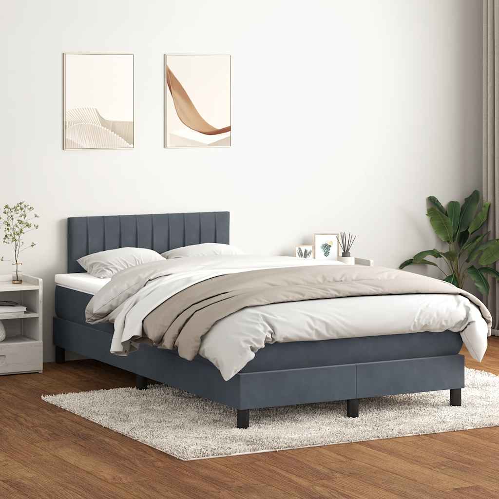 Letto a Molle con Materasso e LED Grigio Scuro 120x220 cm Velluto