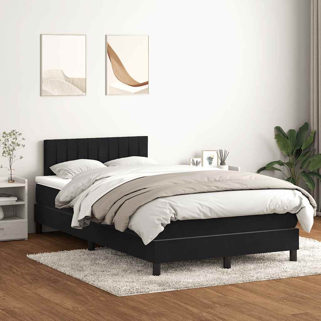 Letto a Molle con Materasso e LED Nero 120x220 cm in Velluto