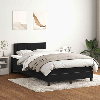 Letto a Molle con Materasso e LED Nero 120x220 cm in Velluto