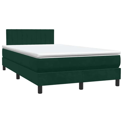 Letto a Molle con Materasso e LED Verde Scuro 120x220 cm Velluto