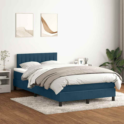 Letto a Molle con Materasso e LED Blu Scuro 120x220 cm in Velluto