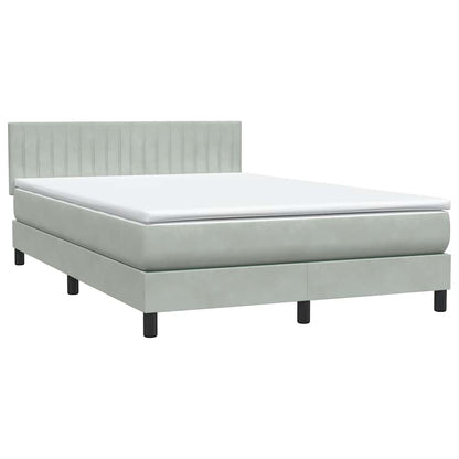 Letto a Molle con Materasso e LED Grigio Chiaro 140x220cm Velluto