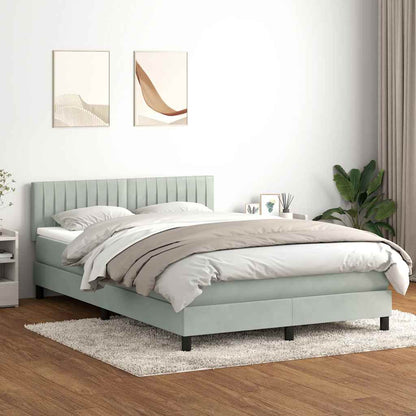 Letto a Molle con Materasso e LED Grigio Chiaro 140x220cm Velluto