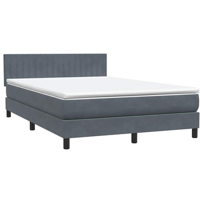 Letto a Molle con Materasso e LED Grigio Scuro 140x220 cm Velluto