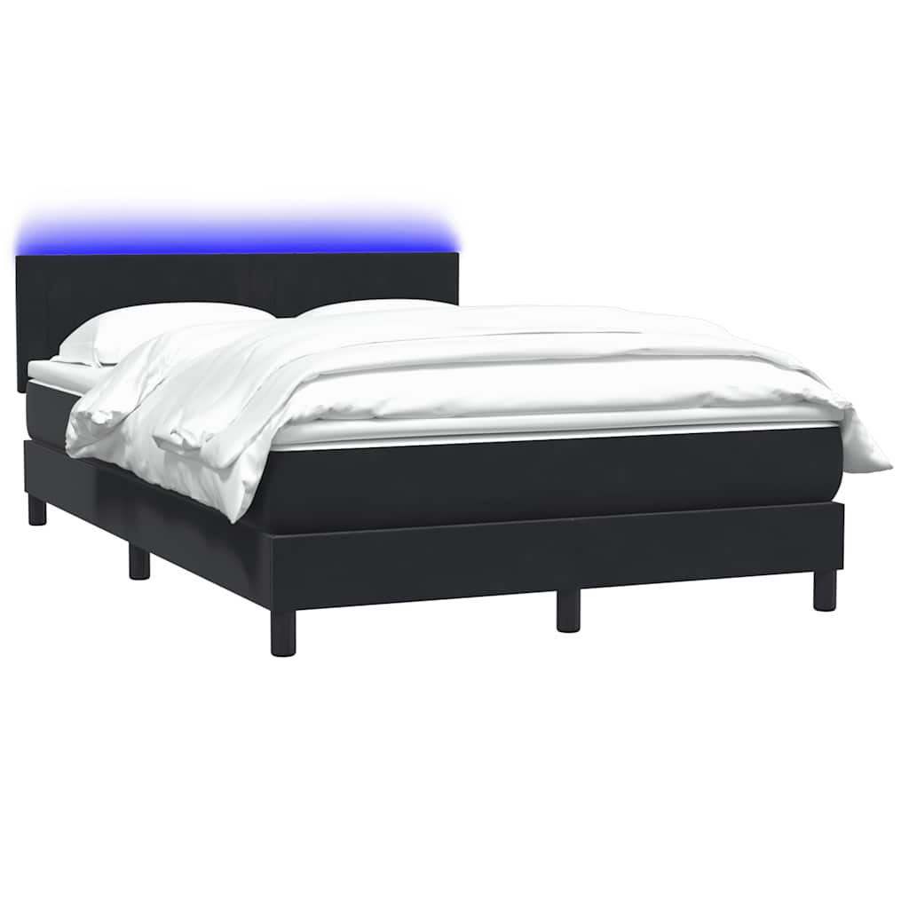 Letto a Molle con Materasso e LED Nero 140x220 cm in Velluto