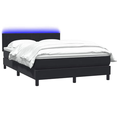 Letto a Molle con Materasso e LED Nero 140x220 cm in Velluto
