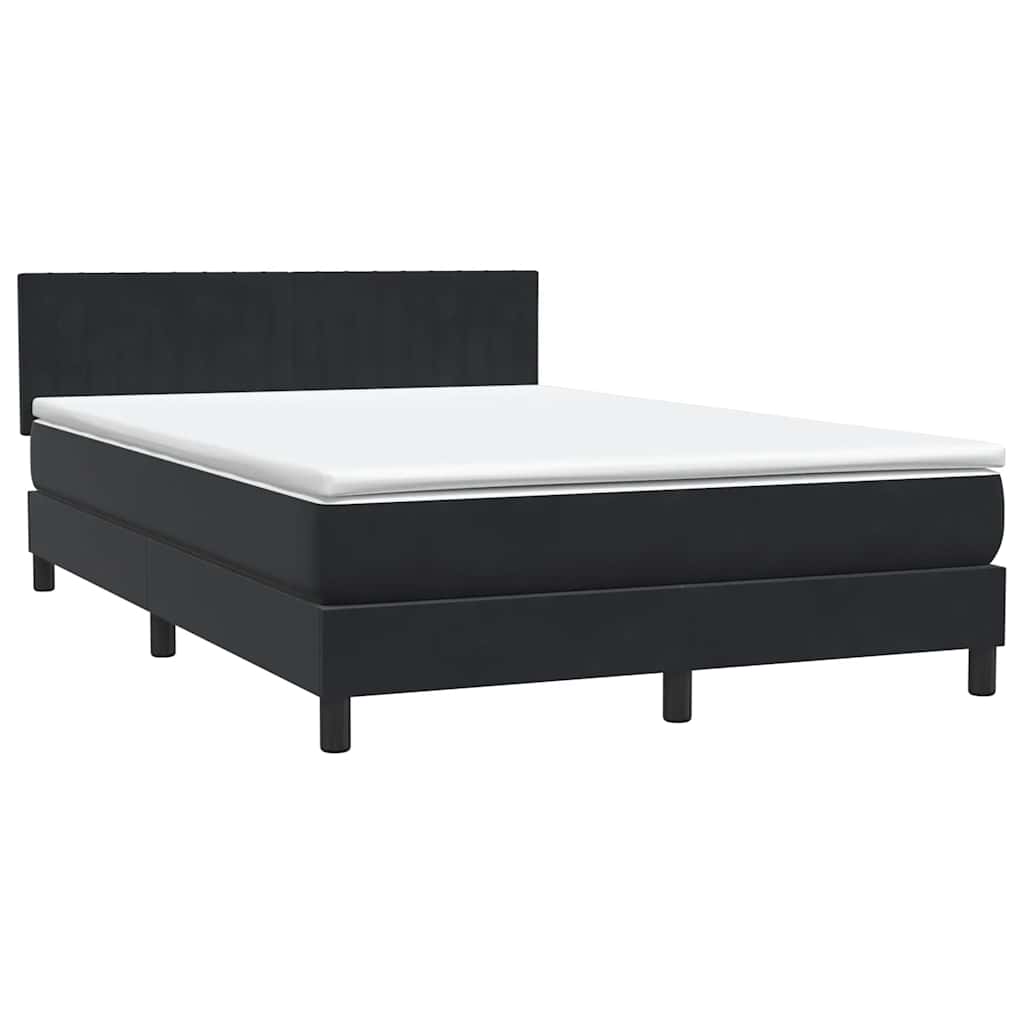 Letto a Molle con Materasso e LED Nero 140x220 cm in Velluto