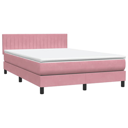 Letto a Molle con Materasso e LED Rosa 140x220 cm in Velluto