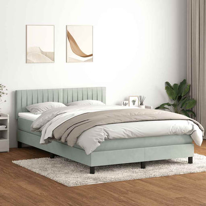 Letto a Molle con Materasso e LED Grigio Chiaro 160x220cm Velluto