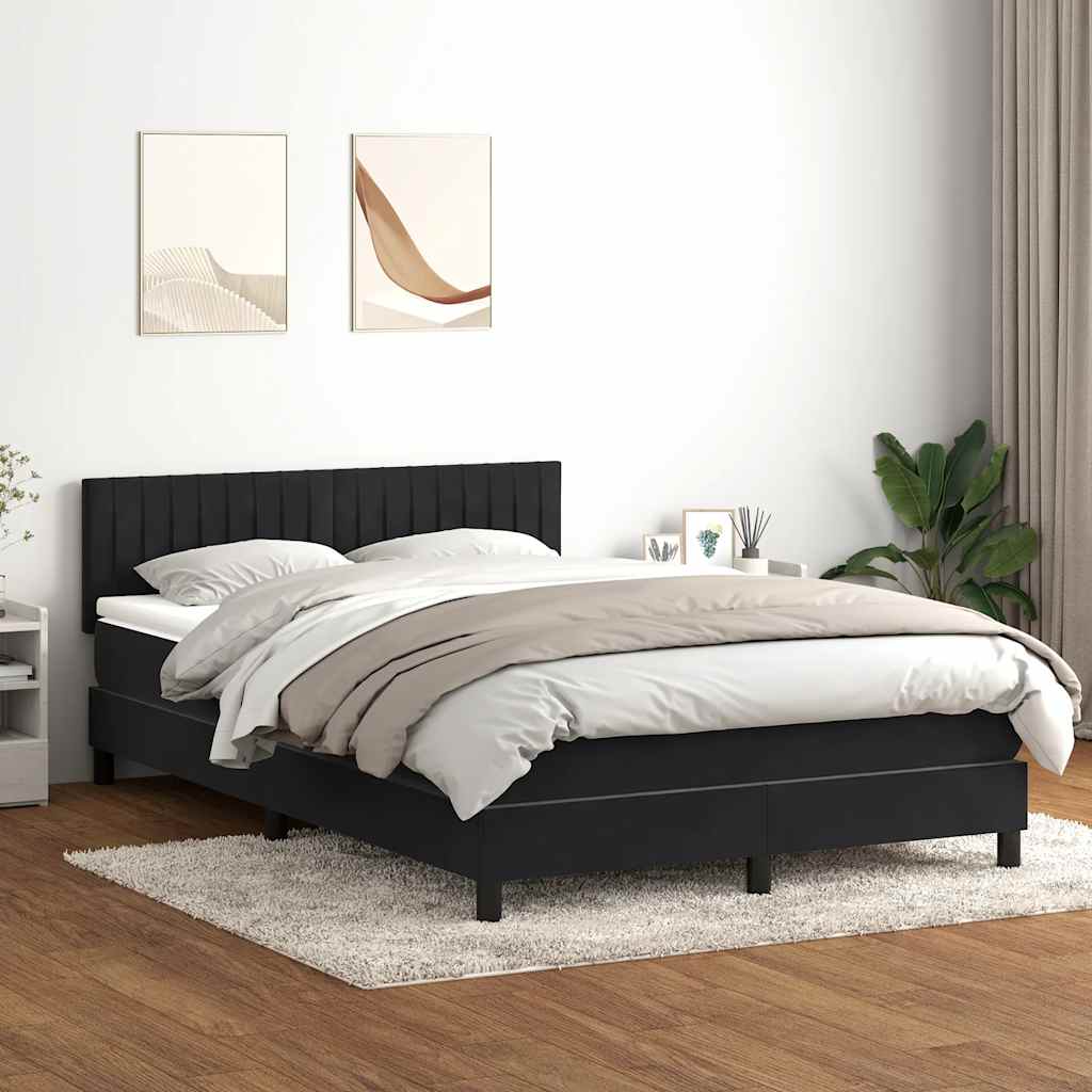 Letto a Molle con Materasso e LED Nero 160x220 cm in Velluto