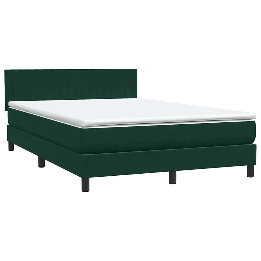 Letto a Molle con Materasso e LED Verde Scuro 160x220 cm Velluto