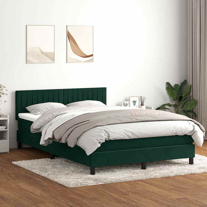Letto a Molle con Materasso e LED Verde Scuro 160x220 cm Velluto