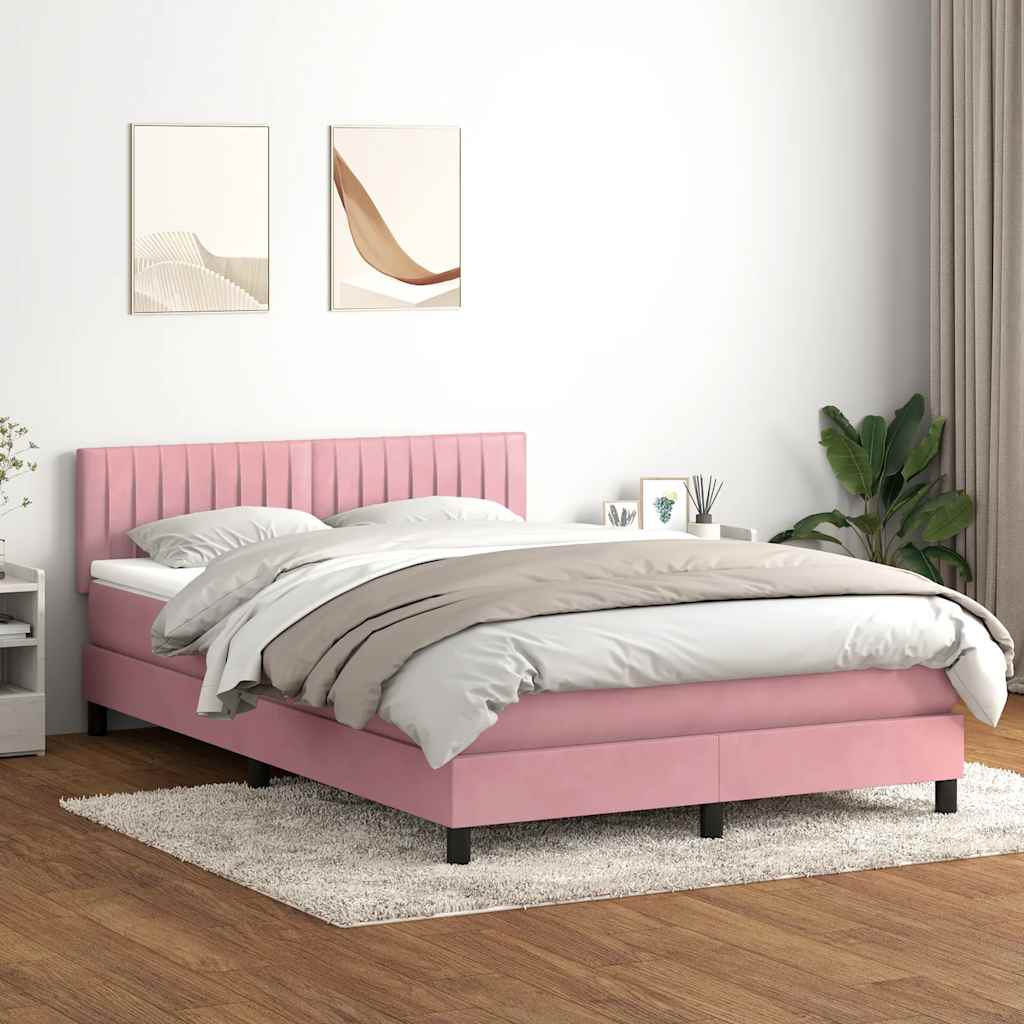 Letto a Molle con Materasso e LED Rosa 160x220 cm in Velluto
