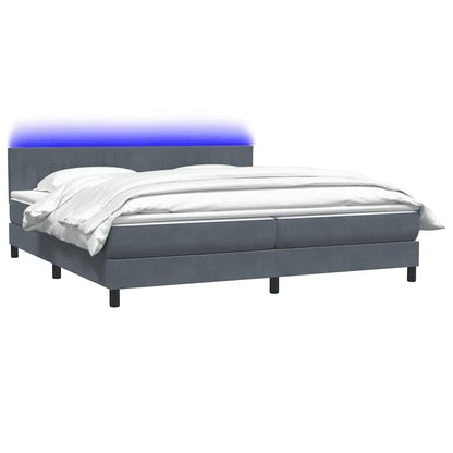 Letto a Molle con Materasso e LED Grigio Scuro 180x220 cm Velluto