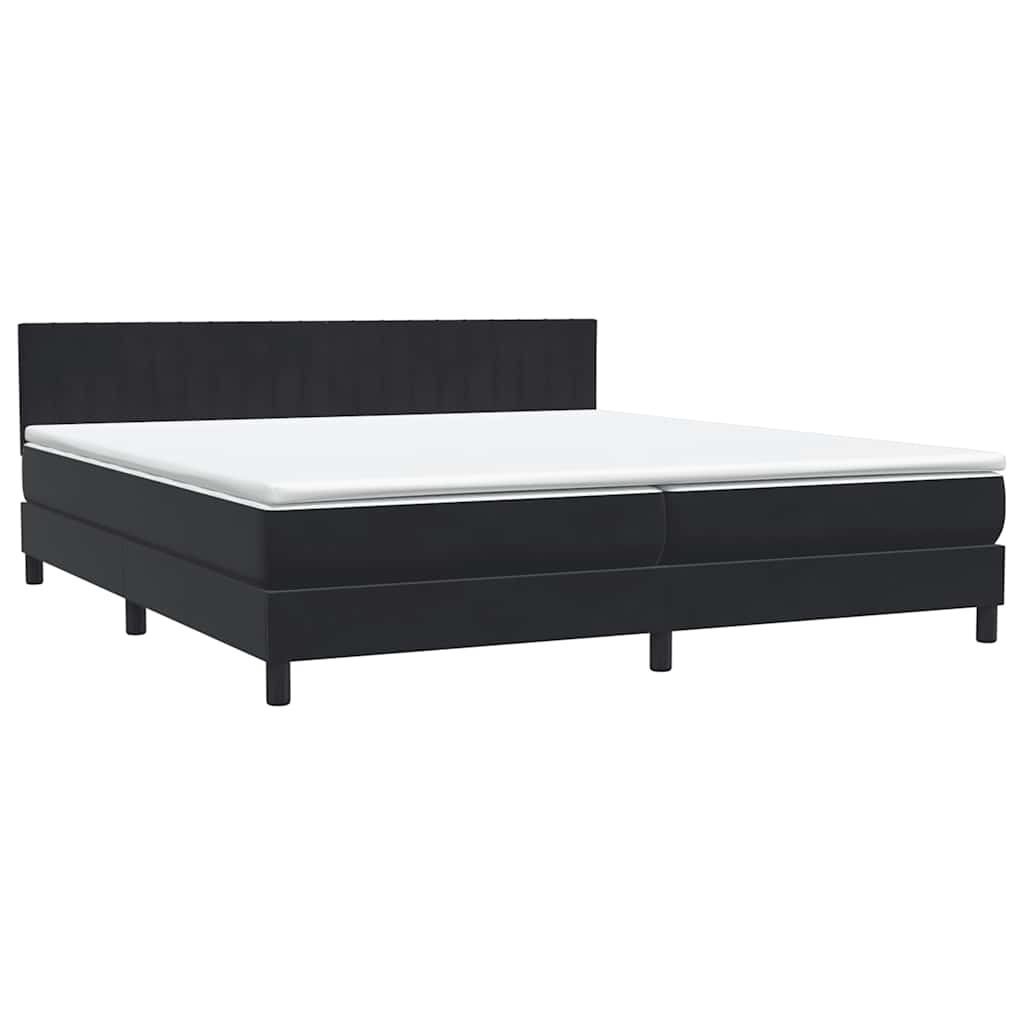 Letto a Molle con Materasso e LED Nero 180x220 cm in Velluto