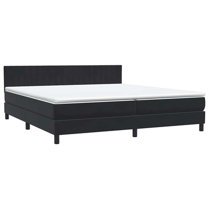 Letto a Molle con Materasso e LED Nero 180x220 cm in Velluto