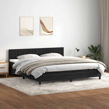 Letto a Molle con Materasso e LED Nero 180x220 cm in Velluto