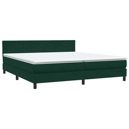 Letto a Molle con Materasso e LED Verde Scuro 180x220 cm Velluto
