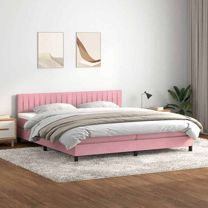 Letto a Molle con Materasso e LED Rosa 180x220 cm in Velluto