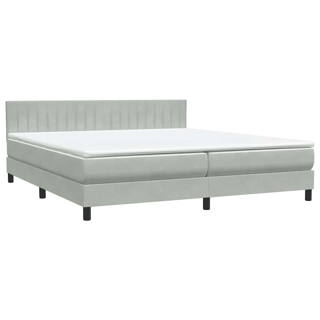 Letto a Molle con Materasso e LED Grigio Chiaro 200x220cm Velluto