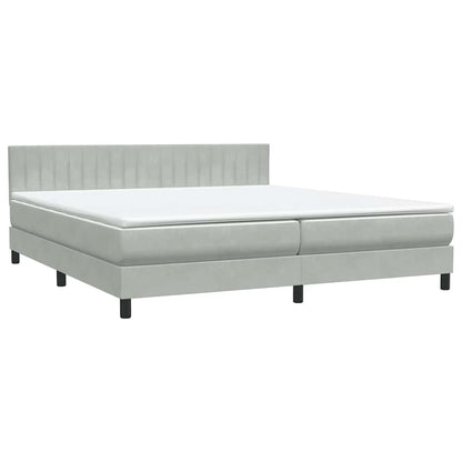 Letto a Molle con Materasso e LED Grigio Chiaro 200x220cm Velluto
