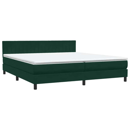 Letto a Molle con Materasso e LED Verde Scuro 200x220 cm Velluto